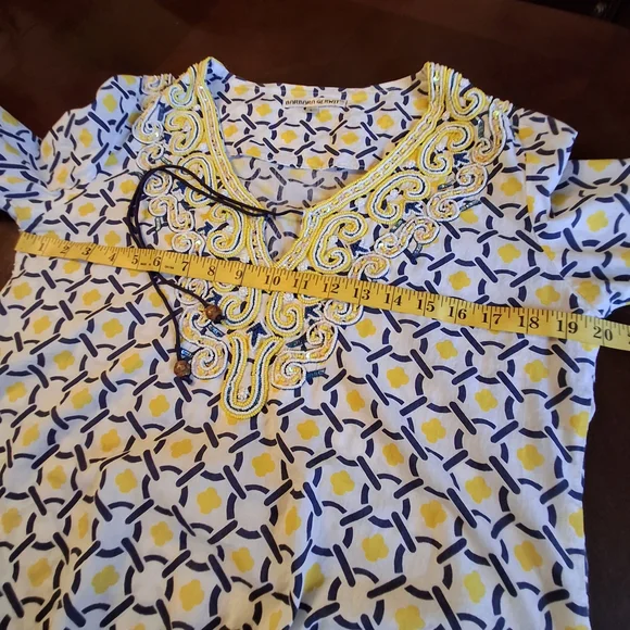 Barbara Gerwit Embellished Geometric Print Cover-Up Tunic Top Women Size Large - Picture 14 of 16